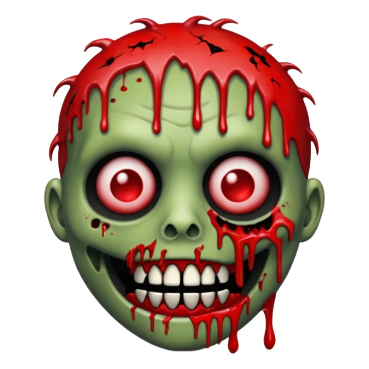 Zombie emoji with black grills and red paint splattered on it sticker