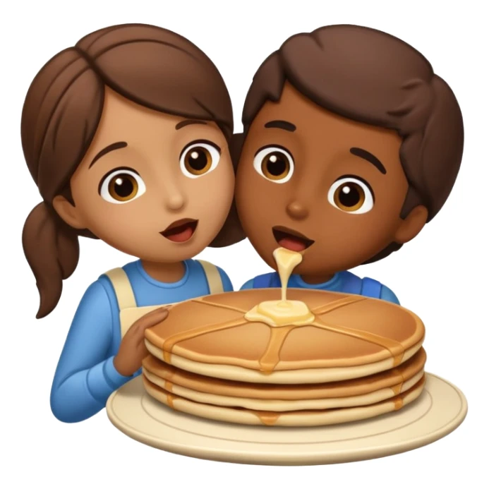 Chocolate bar being kissed by pancake sticker