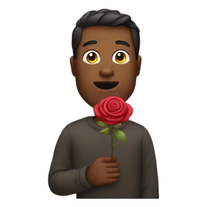 man holding rose in his mouth sticker