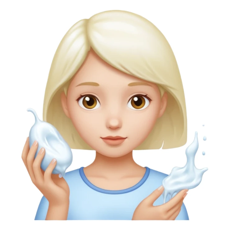 girl holding white goo sticker