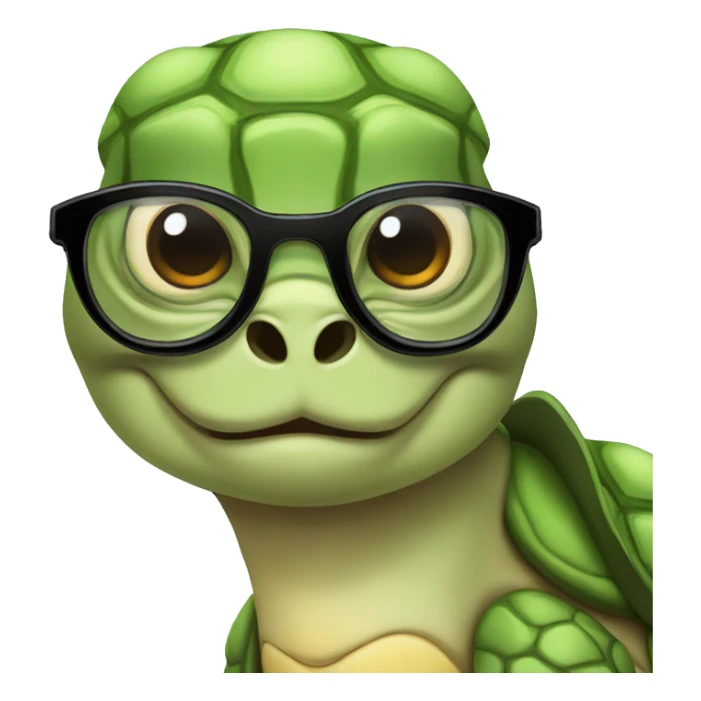  anthropomorphic turtle with glasses with a light color top-knot hairstyle sticker