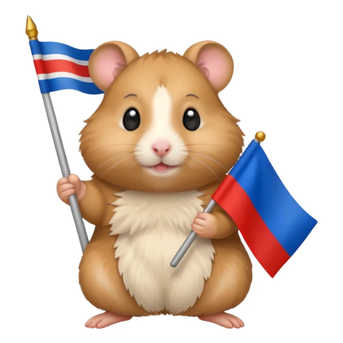 a hamster holding a Russian flag emoji sticker