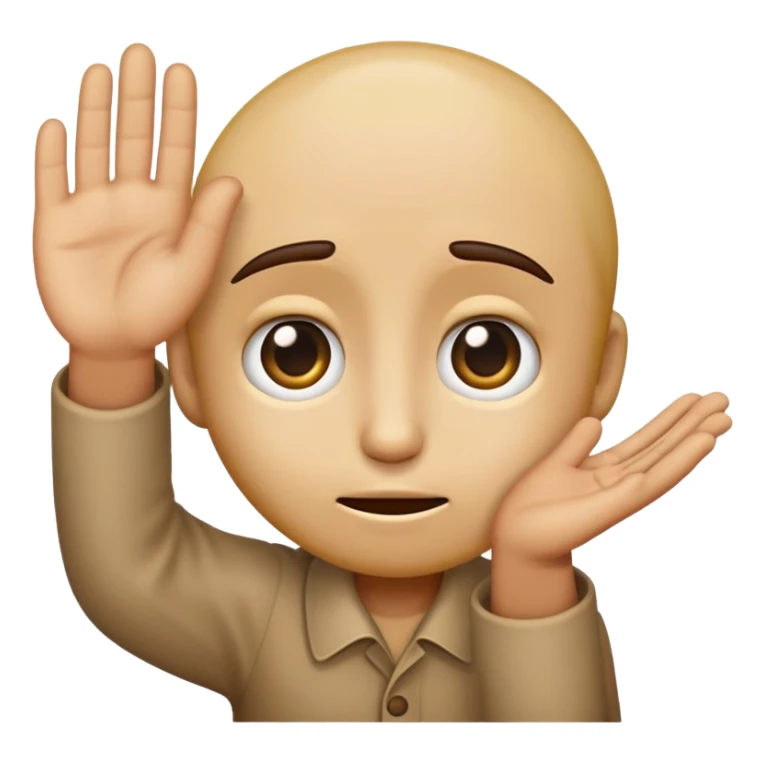 Emoji with begging eyes holding out hand like begging for money  sticker