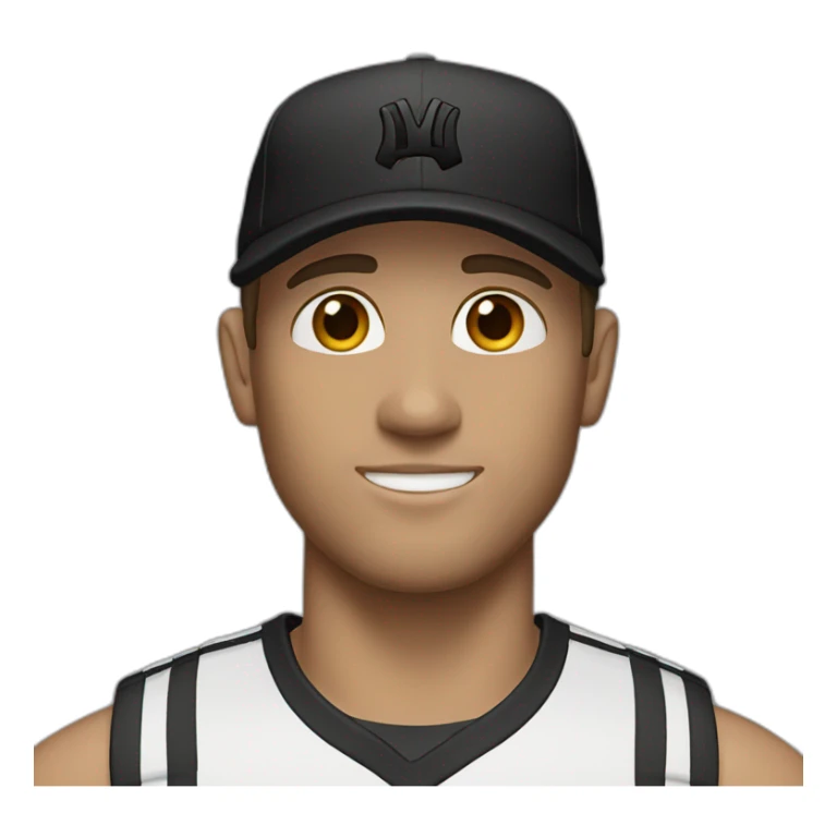 pale brown haired man with a black adidas cap sticker