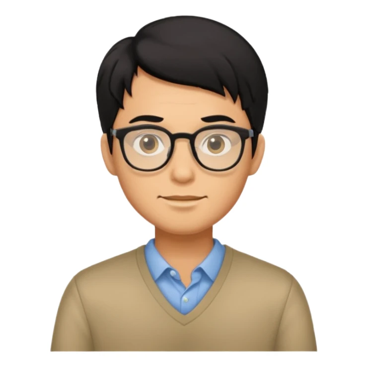 Black haired male with eyeglasses sticker