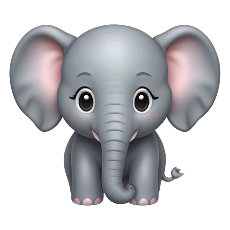 Cinematic Cute Elephant Portrait Emoji, Head tilted playfully and inquisitively, featuring a glossy gray hide with soft, rounded ears and round, sparkling eyes filled with curious wonder, Simplified yet irresistibly adorable features, highly detailed, glowing with a warm, friendly glow, high shine, affectionate and lively, stylized with a touch of gentle whimsy, bright and endearing, soft glowing outline, capturing the essence of a mischievous yet loving elephant, so playful it feels like it could lumber out of the screen into your arms! sticker