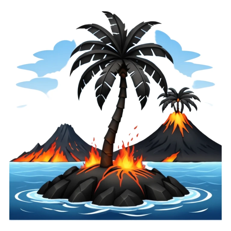 Palmera de color negro y isla negra sticker