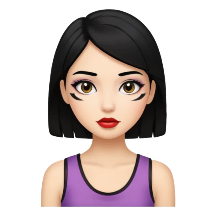 girl In Sleeveless, black hair, funky. sticker