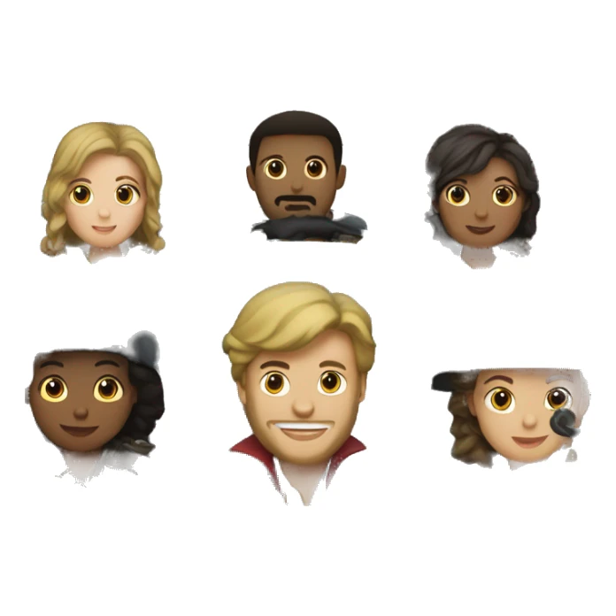 6 musketeers driving a semi, no weapons, diverse, male & female sticker