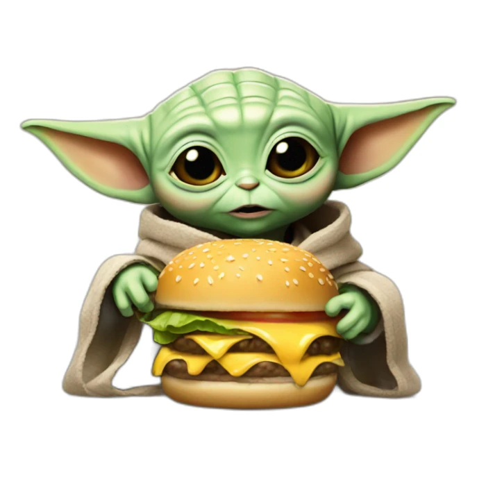 Baby Yoda eat burger sticker