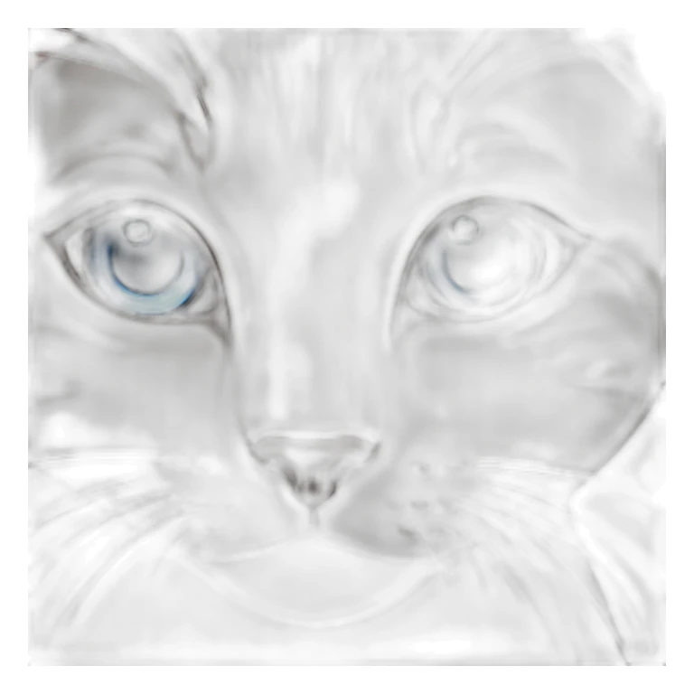 light gray, blue eyed cat cuddles brown highlighted colored girl sticker