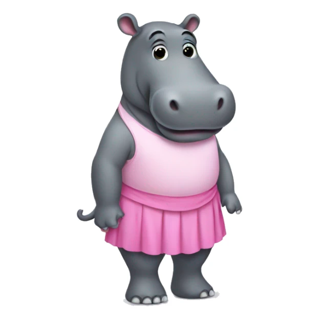 Hippo in pink skirt sticker