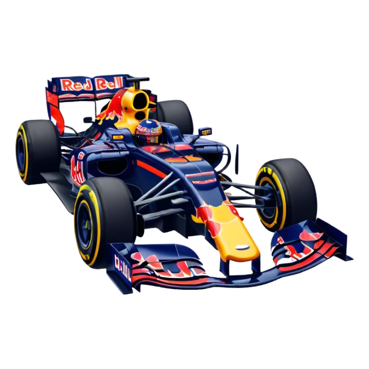 Make a Redbull f1 car with max Verstappen driving it emoji sticker