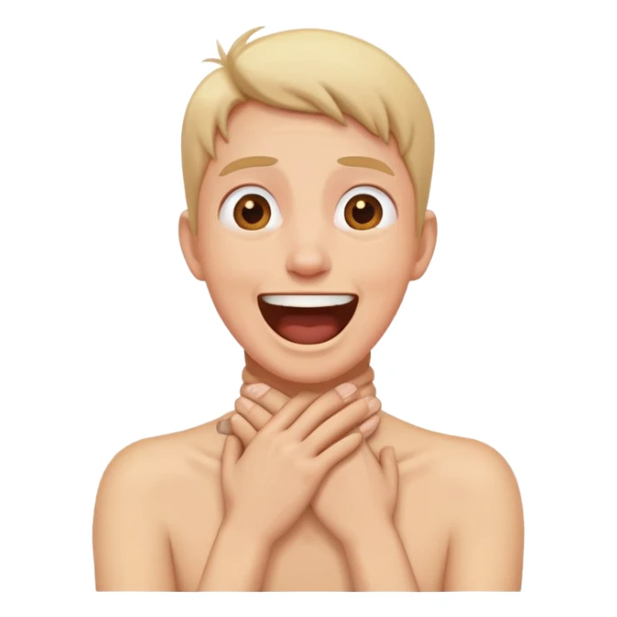 A person with a scared and laughing with hands around neck sticker