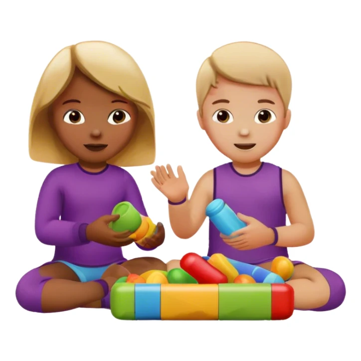 two kids playing with toys at home sticker