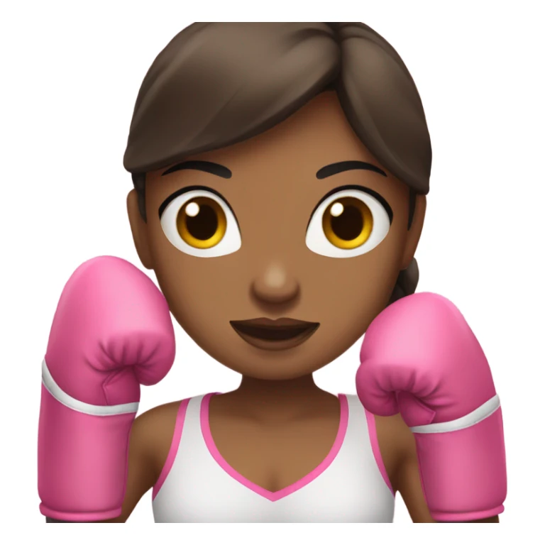 Brunette girl wearing pink boxing gloves sticker