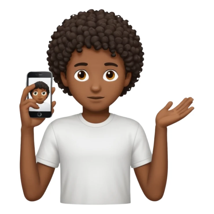 a black boy with a curly hair and a white t shirt  sticker