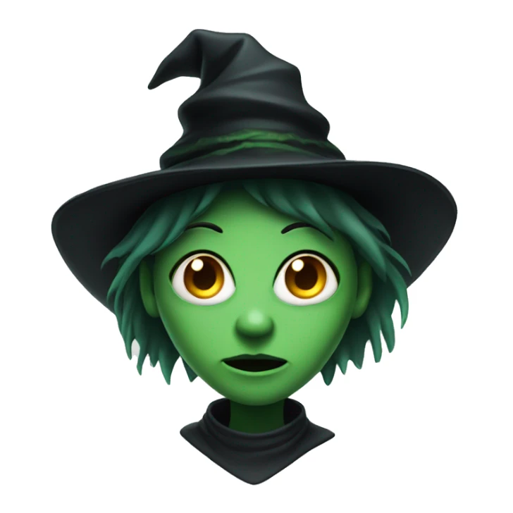 scary witch with green skin and black hat sticker