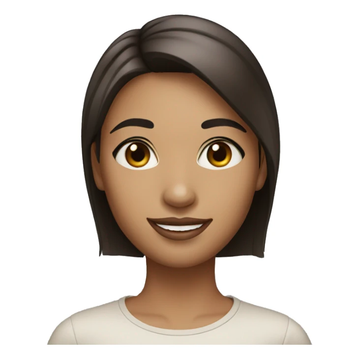 Beautiful girl with short straight darklight hair, thin lips, thin eyebrows, smiling. sticker