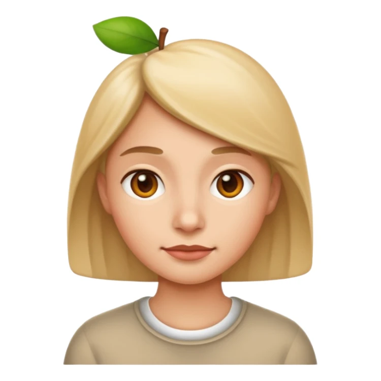 stylized bust, neutral tone, apple emoji style sticker