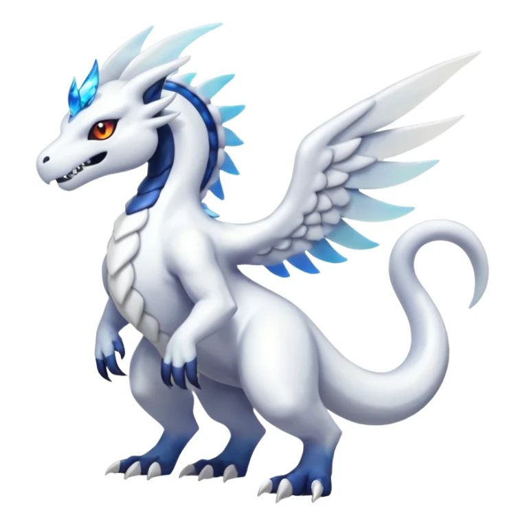 White iridescent Reshiram-Salandit-Absol-Shinx-fusion-hybrid, full body sticker
