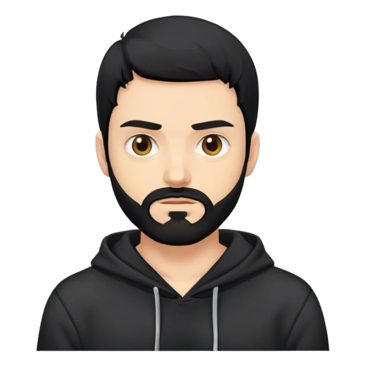 hackeur blanc cheveux noir barbe et capuche noir sticker