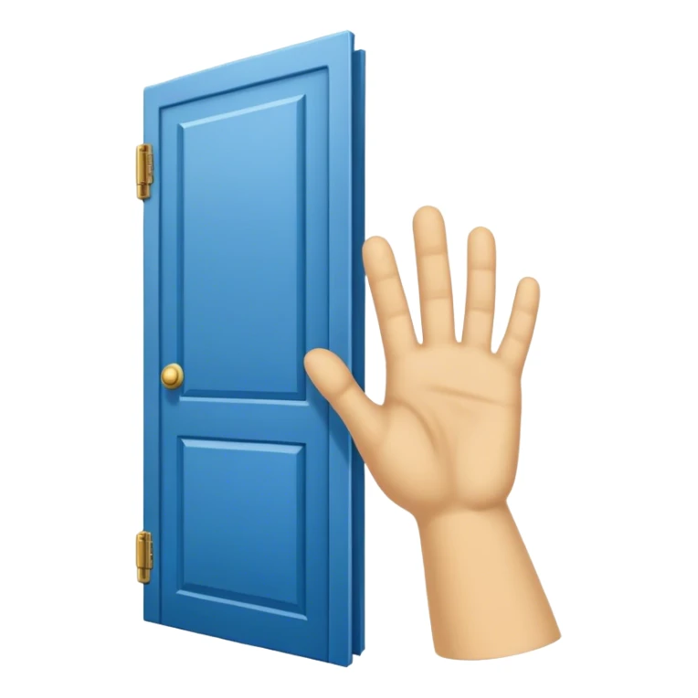A closed door with a giant hand knocking on it. Because success isn’t about waiting—it’s about knocking until someone answers.blue power on knocking sticker