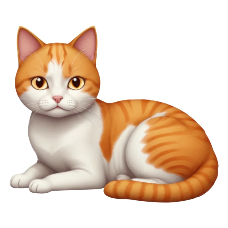 full body frowning tiny short hair ginger and white cat with orange eyes lying down sticker
