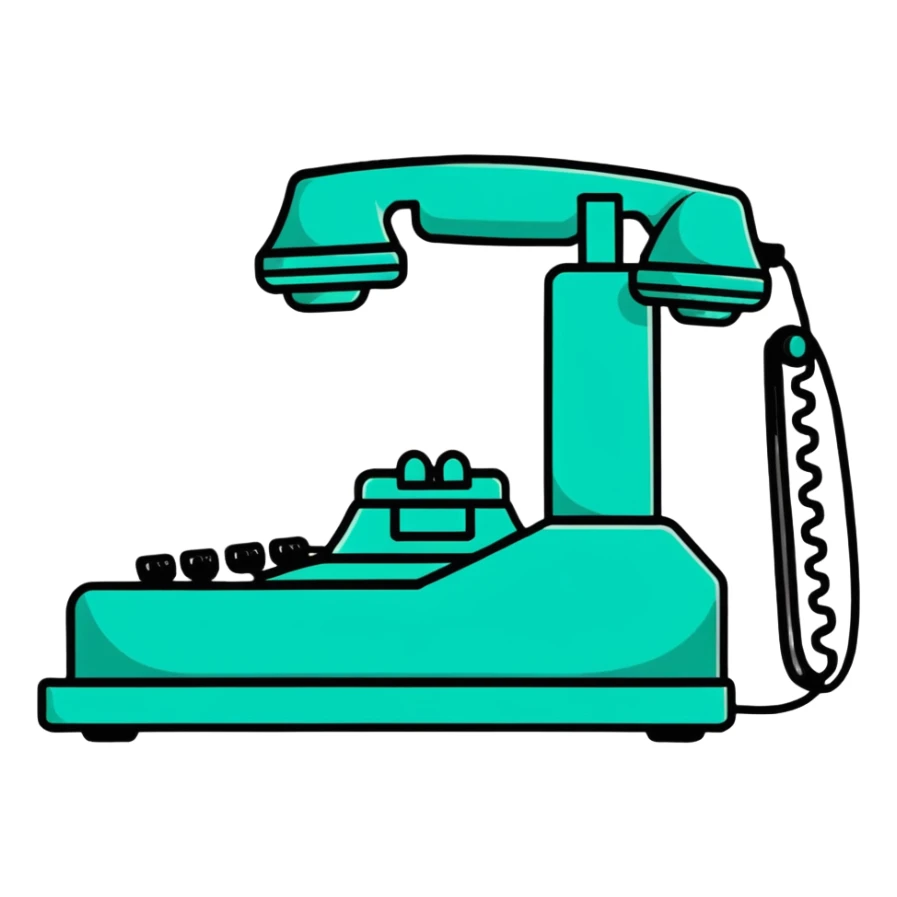 black telephone, retro desk phone sticker