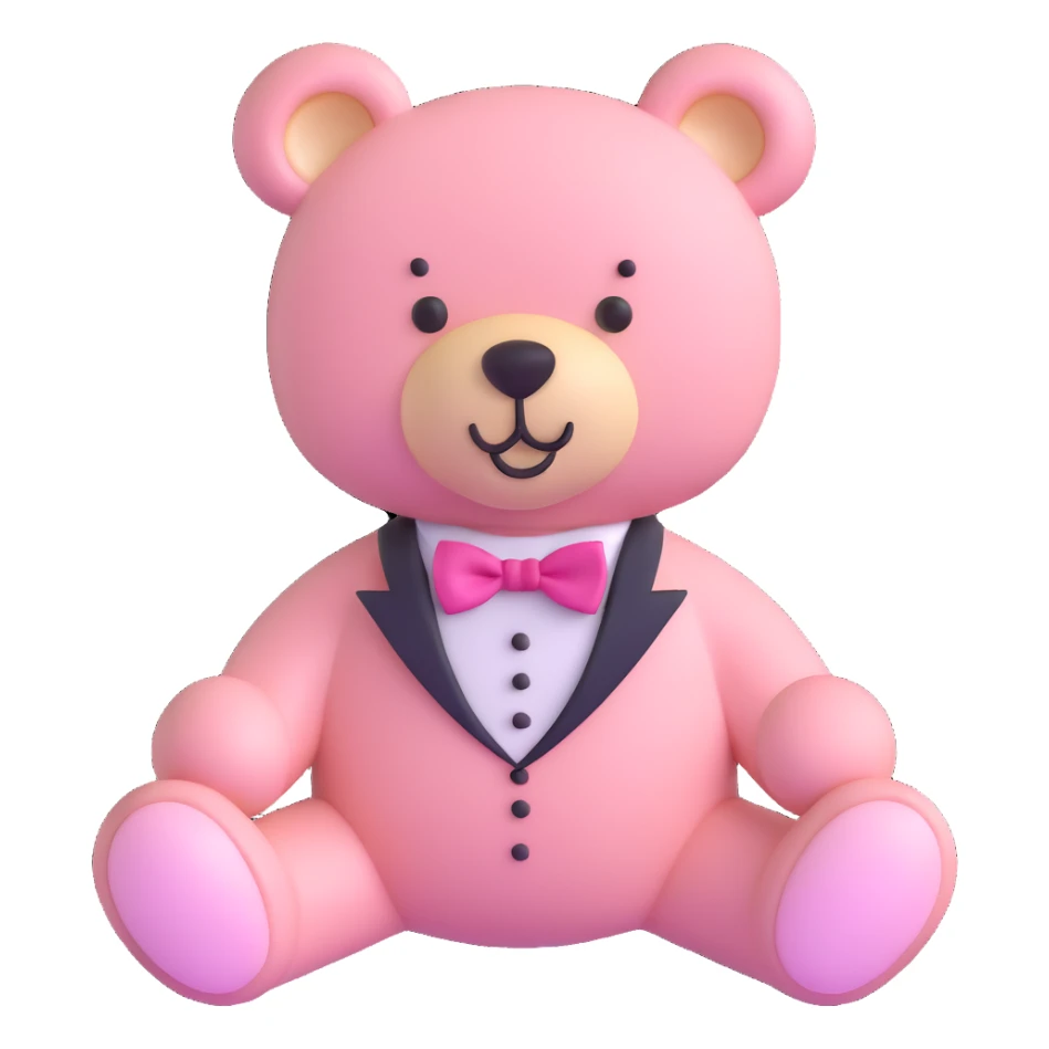 light pink teddy bear with pink bow tie sticker
