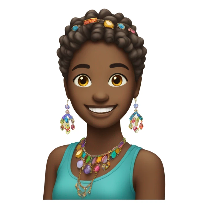 smiling girl with jewelry portrait sticker