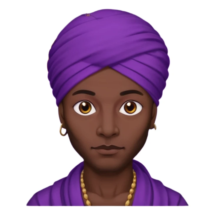 Con el planeta Saturno 🪐 (esto tiene que ser el elemento más importante) , un moro con turbante 👳🏾‍♂️ y la cara del diablo morada esta 😈  sticker