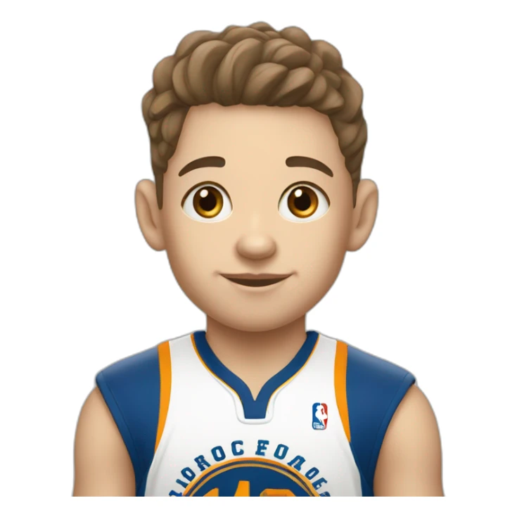 white skin kid basketball player with logo "Eliocroca" in the shirt sticker