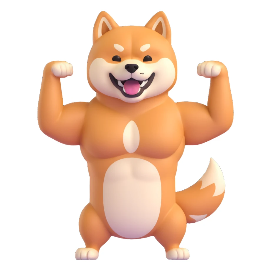 shiba inu showing muscles sticker