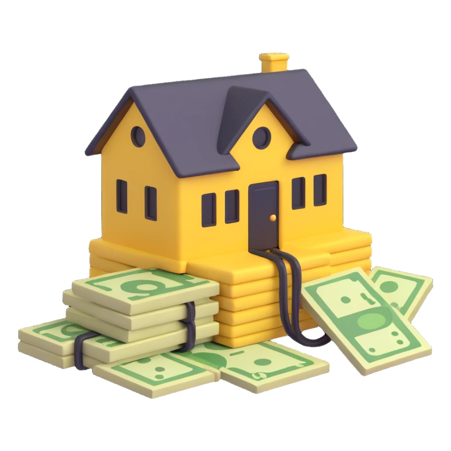 extension cable, money, and house together, fun emoji style sticker