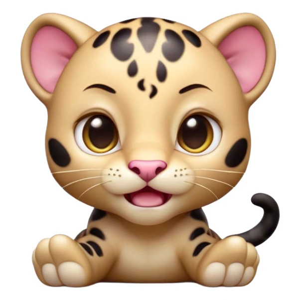 Cinematic Comical Baby Panther Portrait Emoji, Head tilted dramatically with an exaggeratedly shocked expression, featuring a compact, endearing build with wide, comically expressive eyes full of humorous disbelief, Simplified yet hilariously expressive features, highly detailed, glowing with a slightly sassy glow, high shine, dramatic yet playful, stylized with an air of quirky youthful charm, soft glowing outline, capturing the essence of a meme-worthy baby panther that looks ready to side-eye its way into viral fame! sticker