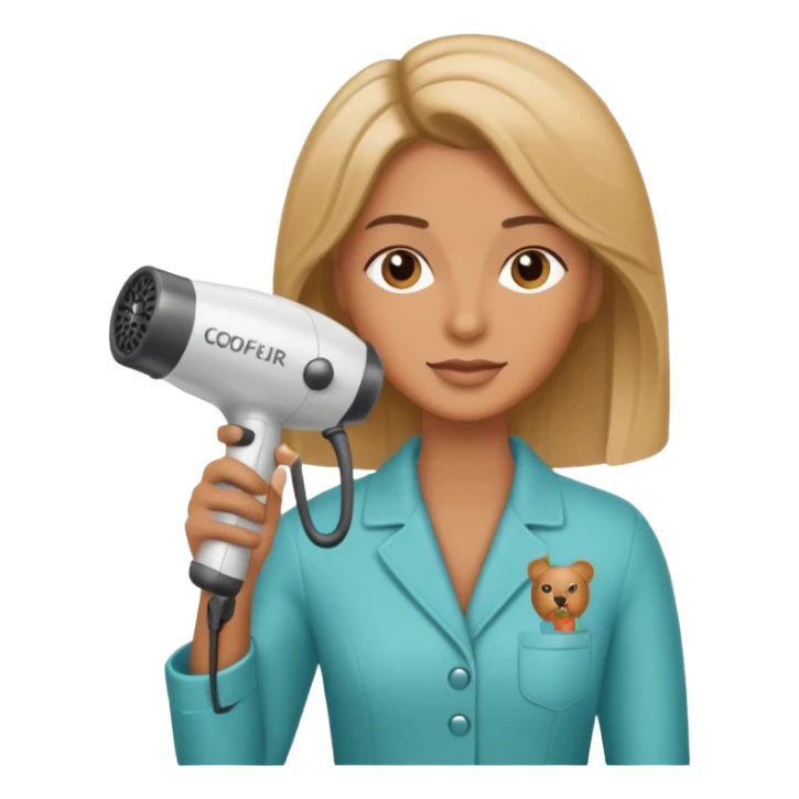 Parrucchiera con il phon in mano e la scritta coiffeur assunta sticker