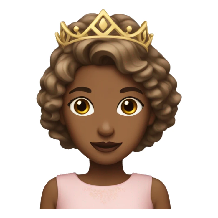 Princess with brown wavey hair and brown skin sticker