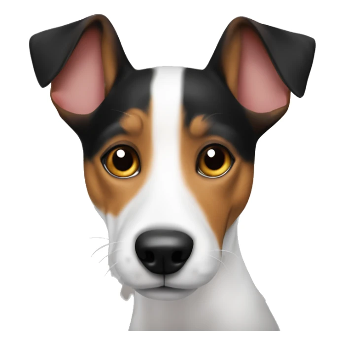 A genale jack russel terrier with a black cat sticker