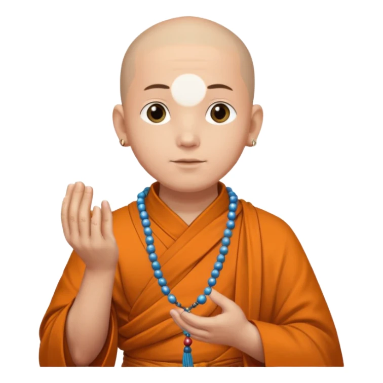 Large prayer beads looped around hand, monk sticker
