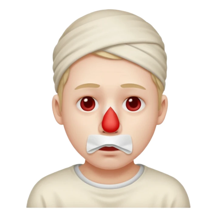 sick person with tissue on nose, fever and red nose. sticker