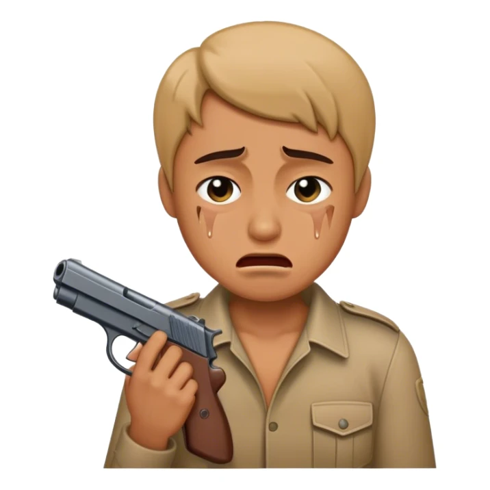 crying, gun sticker