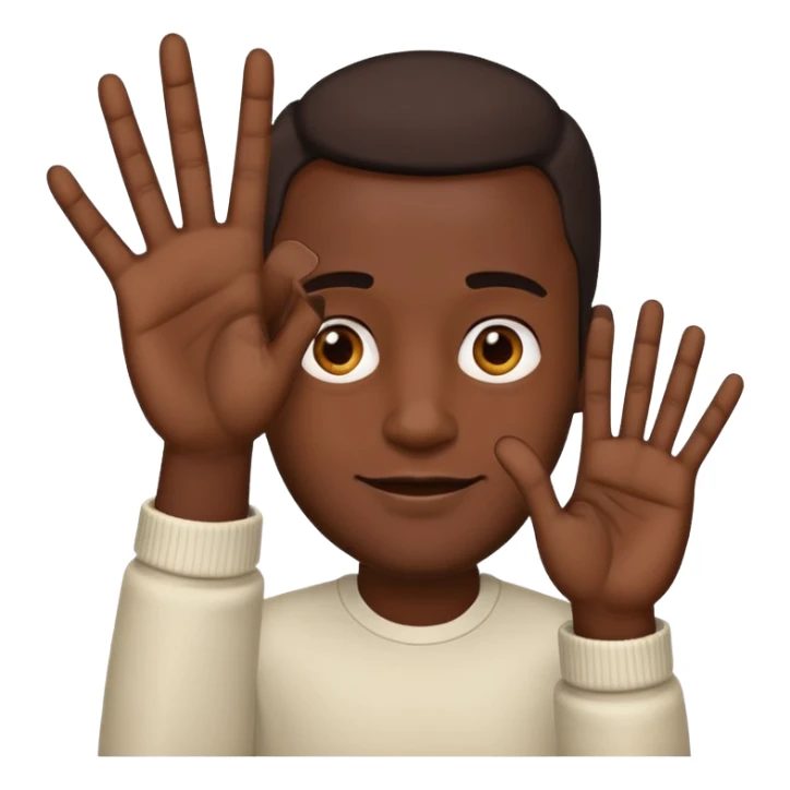 dark-skinned man with an open hand seven fingers visible emoji style sticker