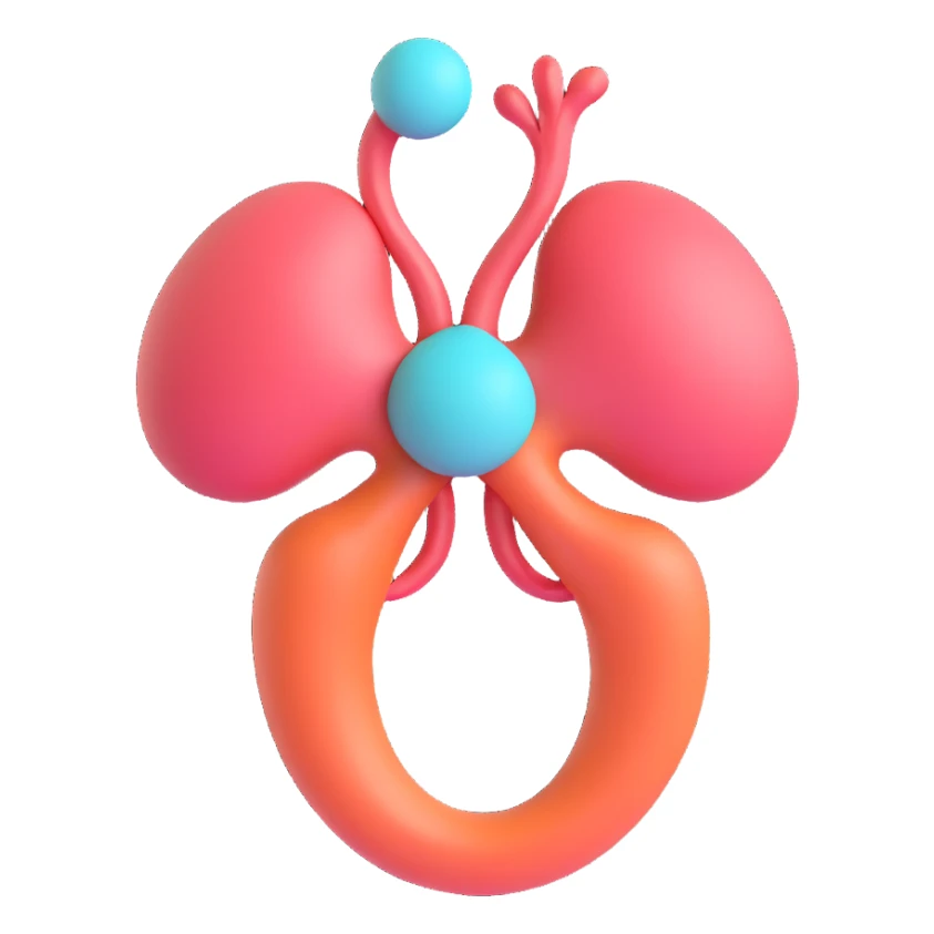 3D PCOS icon without background, stylized woman symbol with polycystic ovaries, 3D effect, light colors, modern and realistic style, aspect ratio 2:3 sticker