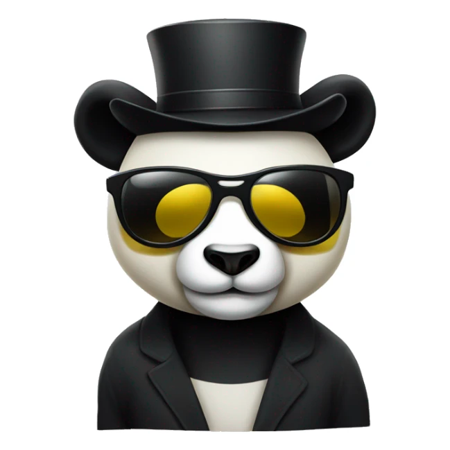 Panda bear with a black hat and yellow sunglasses  sticker