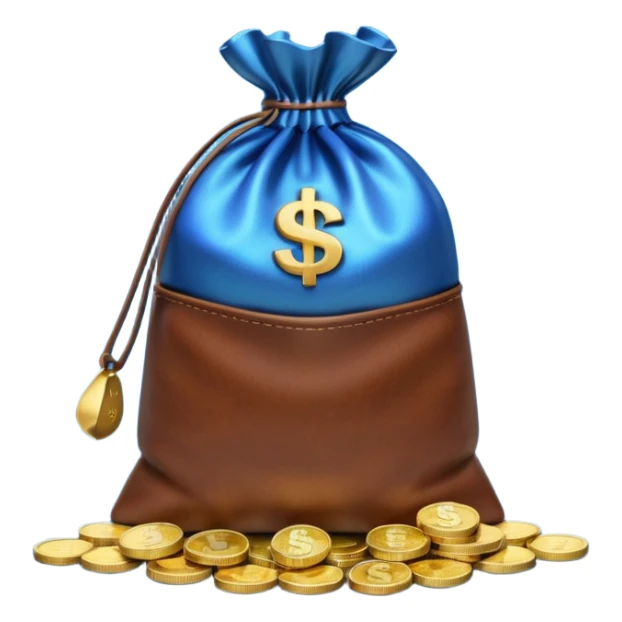 money bag on top of blue coins stack sticker