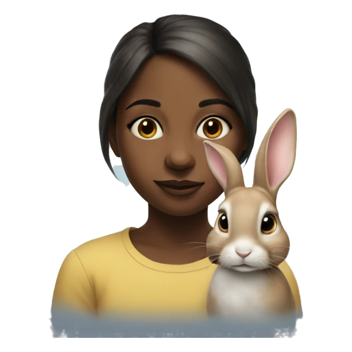 realistic portrait of girl with rabbit sticker