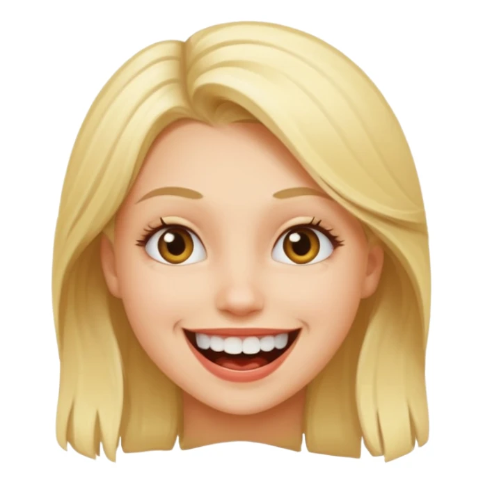 blond girl with crazy smile sticker