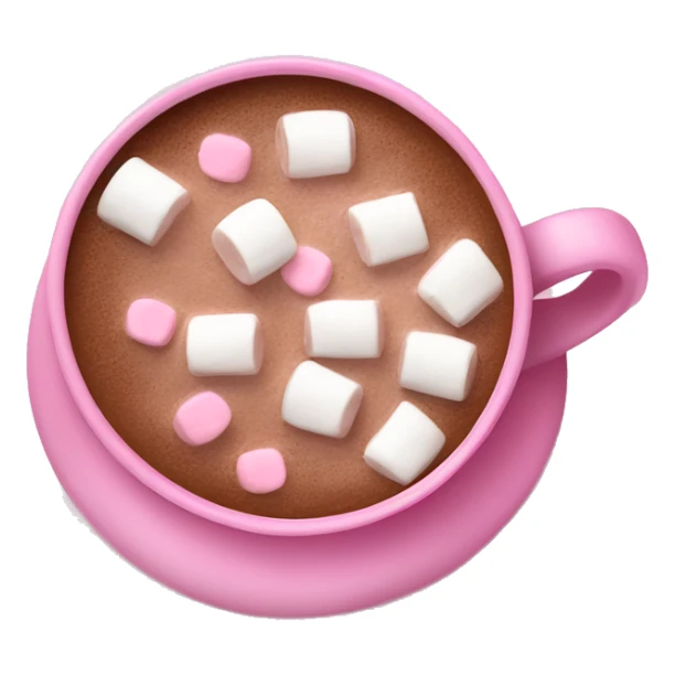 A cup of hot cocoa with marshmallows in a cute pink cup sticker