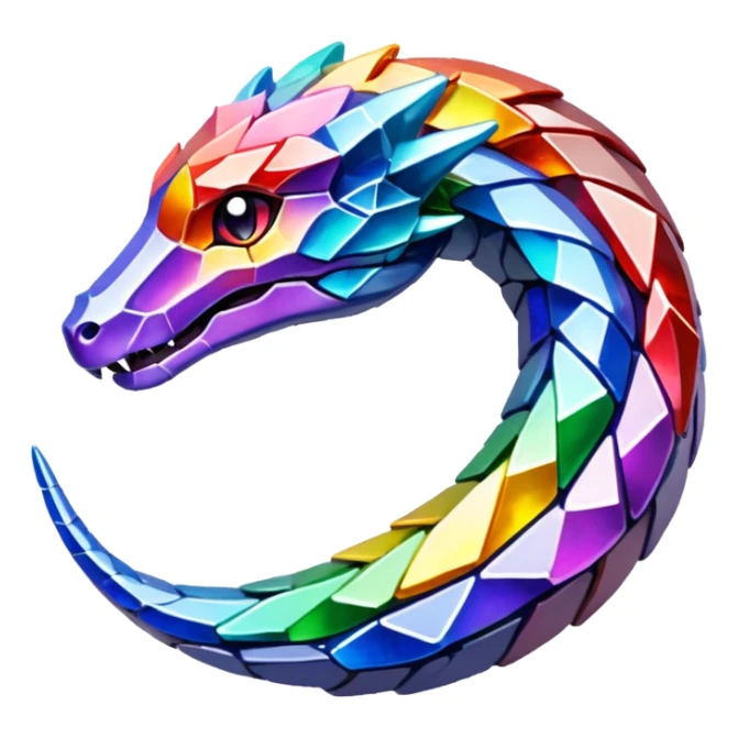 ouroboros serpent made of rainbow crystal shards sticker